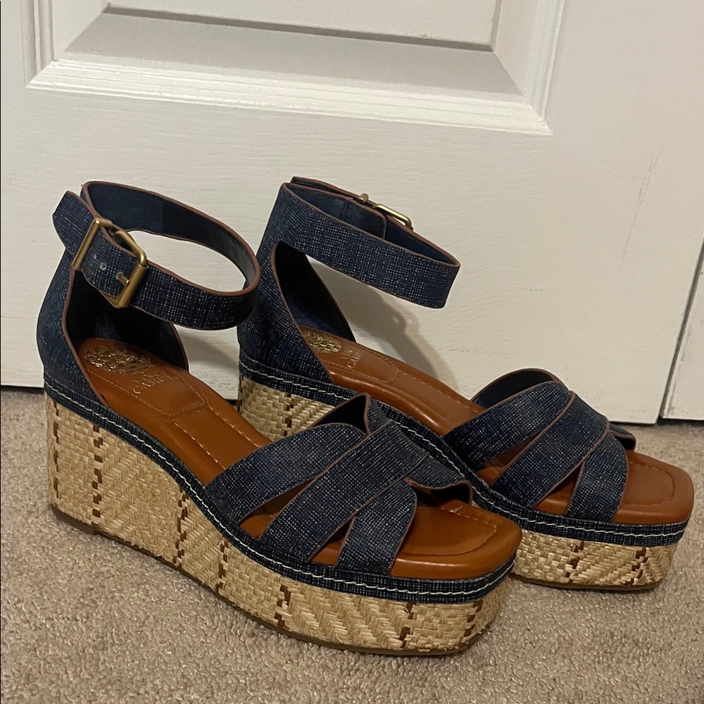 Vince Camuto Women's Denim Wedge Sandals